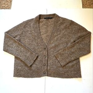 Jenni Kayne Brown Marled V-Neck Button Cardigan